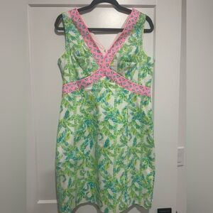 Lily pulitzer Tropical Green and Pink Sleeveless Dress size 10